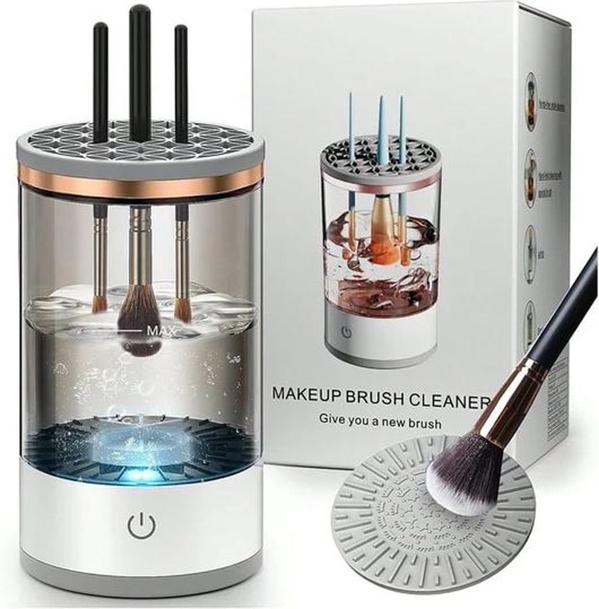 Bærbar elektrisk makeup-børsterenser med USB-stik