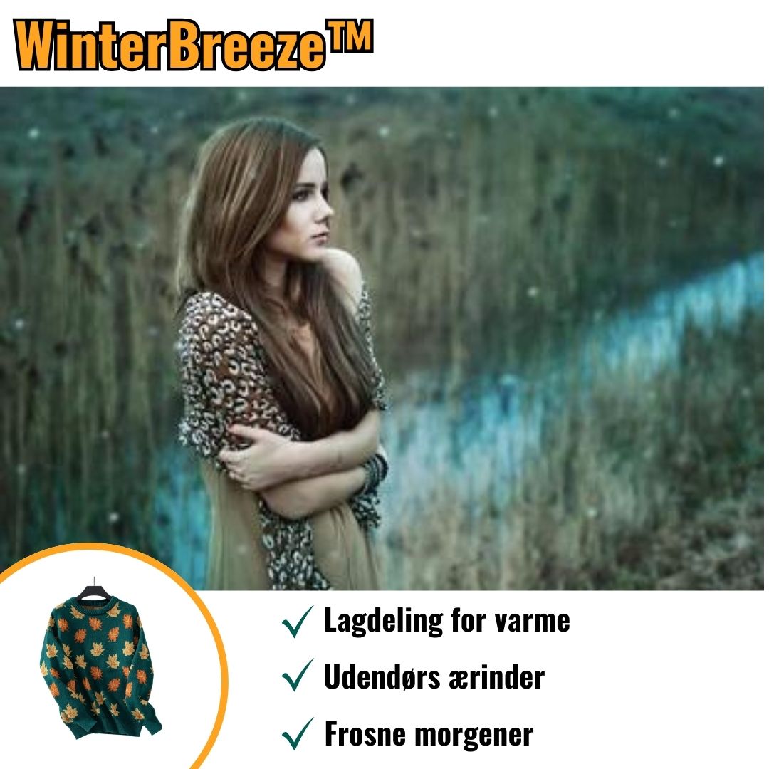 WinterBreeze™ | Rundhalset sweater med ahornbladsmønster Strikket