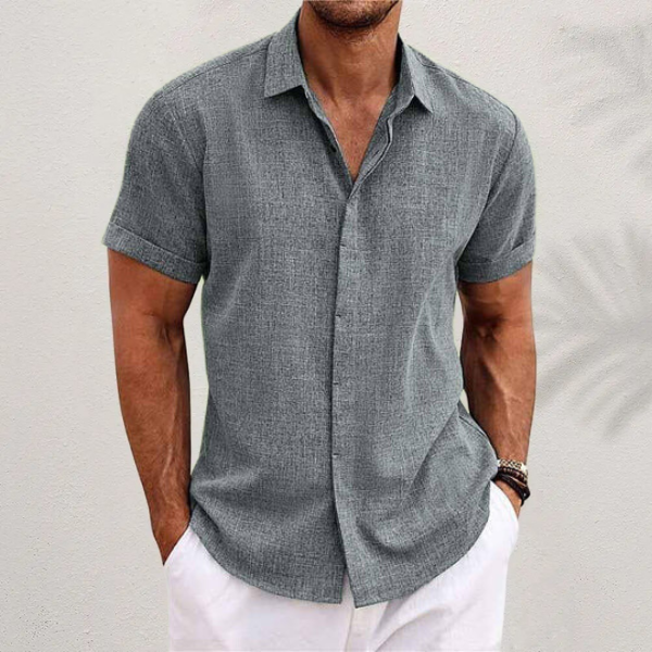 FINLEY - Short-Sleeve Cotton and Linen Shirt