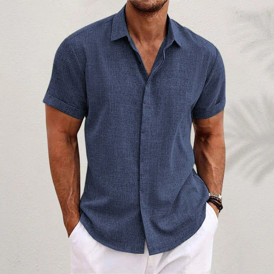 FINLEY - Short-Sleeve Cotton and Linen Shirt