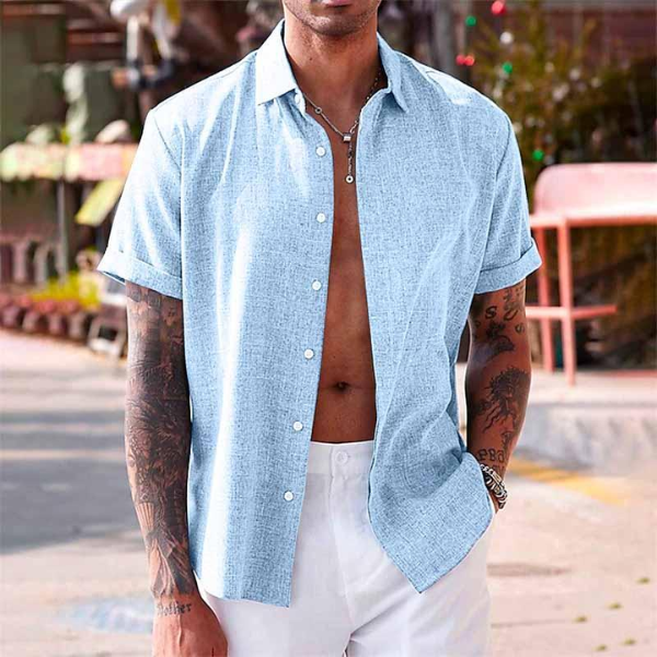 FINLEY - Short-Sleeve Cotton and Linen Shirt