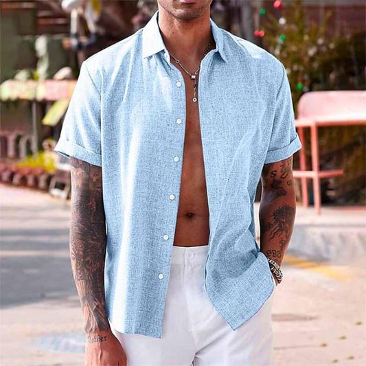 FINLEY - Short-Sleeve Cotton and Linen Shirt