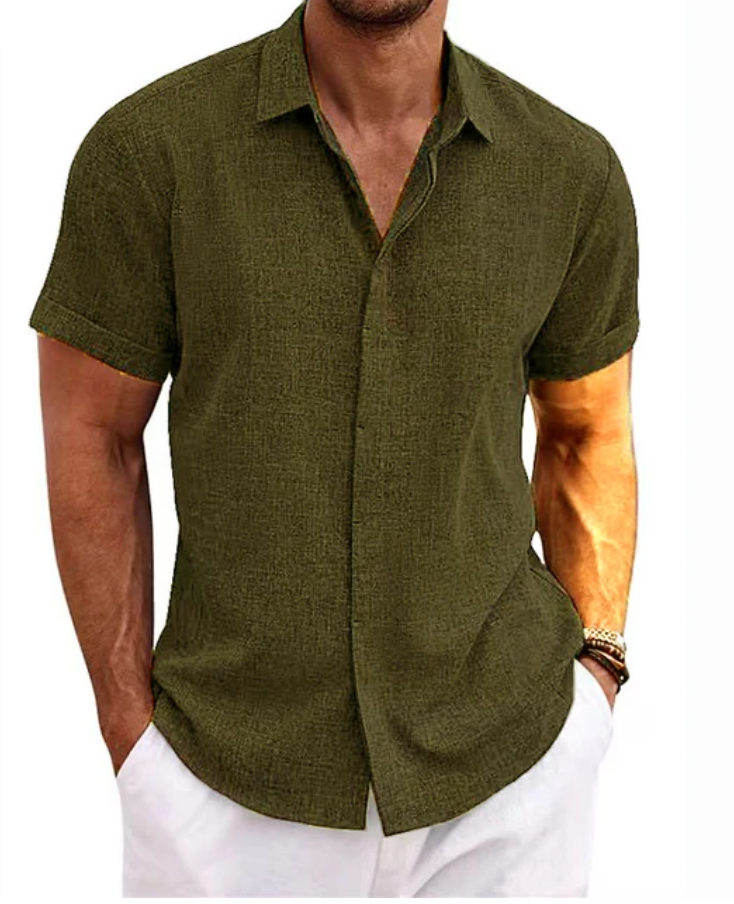 FINLEY - Short-Sleeve Cotton and Linen Shirt